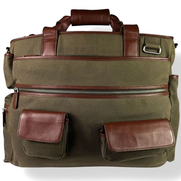 Levenger Vintage 90s Adventurer Brief Heavy Duty Canvas Leather Travel Bag 20” - Picture 16 of 16